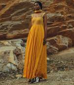 Mango Yellow Half Kali Chitta Anarkali