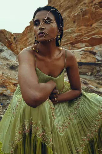 Pista-Lime Tier Dress
