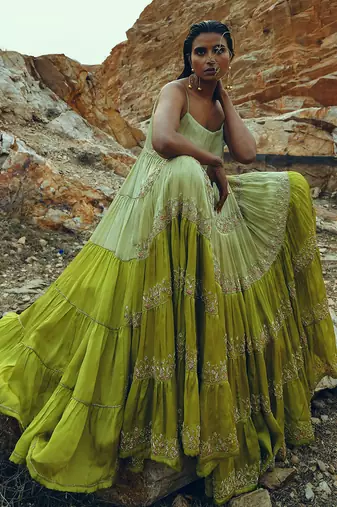 Pista-Lime Tier Dress