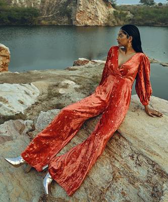 Rust Velvet Jumpsuit 2
