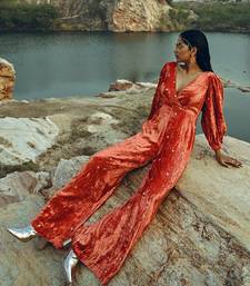 Rust Velvet Jumpsuit