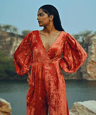 Rust Velvet Jumpsuit 3