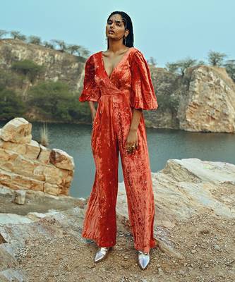 Rust Velvet Jumpsuit 1