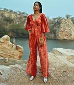 Rust Velvet Jumpsuit