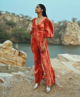 Rust Velvet Jumpsuit 4