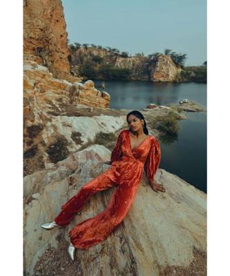Rust Velvet Jumpsuit 5
