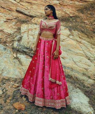 Rani Pink Velvet Lehenga 3