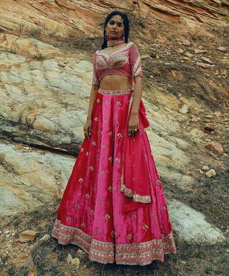Rani Pink Velvet Lehenga 4