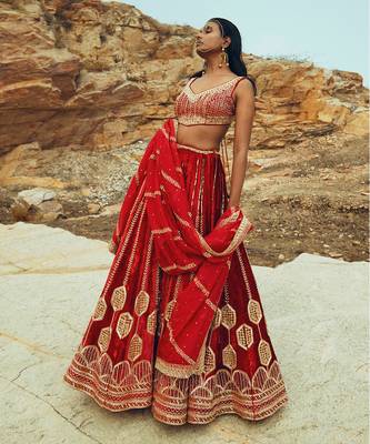 Red Velvet Lehenga 2