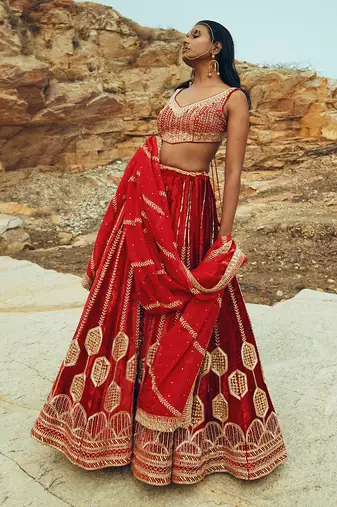 Red Velvet Lehenga