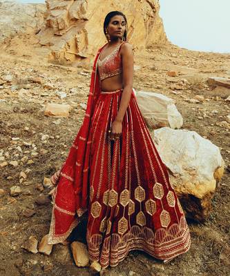 Red Velvet Lehenga 3