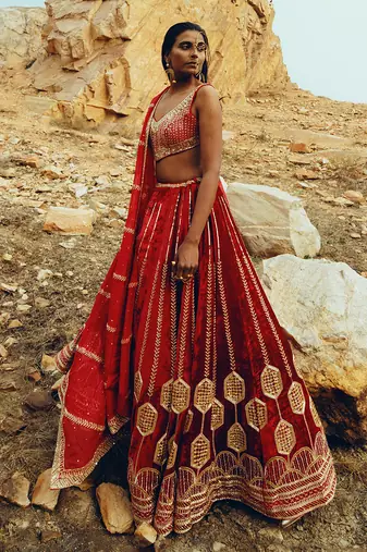 Red Velvet Lehenga