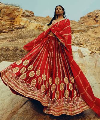 Red Velvet Lehenga 4
