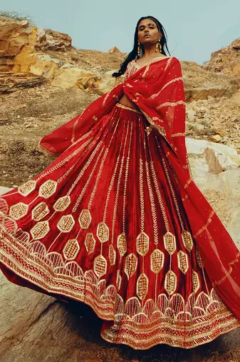 Red Velvet Lehenga