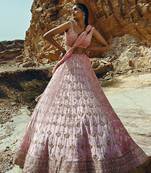 Baby Pink Full Kali Velvet Lehenga