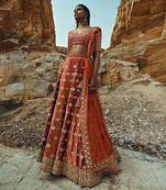 Rust Full Kali Velvet Lehenga