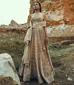 Beige Full Kali Velvet Lehenga