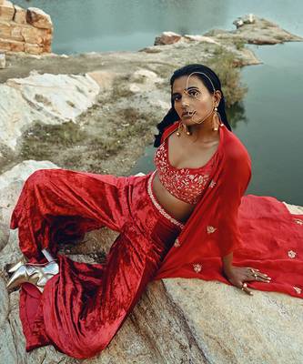 Red Velvet Palazzo Set 4