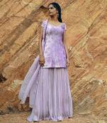 Lavender Velvet Sequined Sharara Set