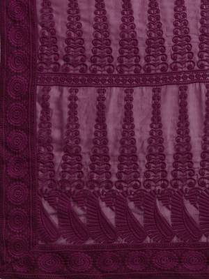 Purple embroidered faux georgette saree with blouse 4