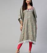 Multicolor embroidered cotton ethnic-kurtis