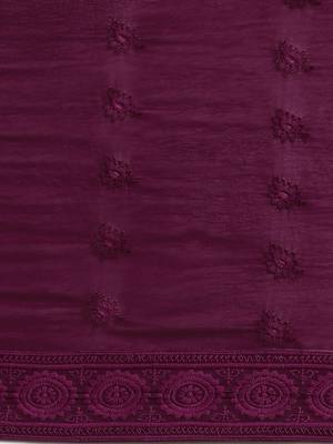 Purple embroidered faux georgette saree with blouse 5