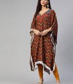 Multicolor embroidered cotton ethnic-kurtis