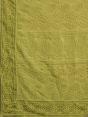 Green embroidered faux georgette saree with blouse 4