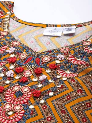 Multicolor embroidered cotton ethnic-kurtis 5
