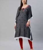 Multicolor embroidered cotton ethnic-kurtis