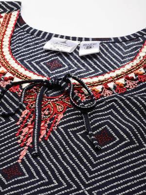Multicolor embroidered cotton ethnic-kurtis 5