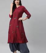 Wine printed cotton ethnic-kurtis
