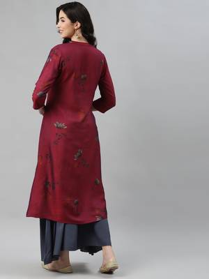 Wine printed cotton ethnic-kurtis 4