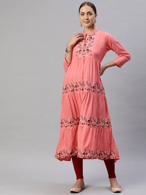 Red embroidered cotton ethnic-kurtis 1