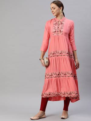 Red embroidered cotton ethnic-kurtis 2