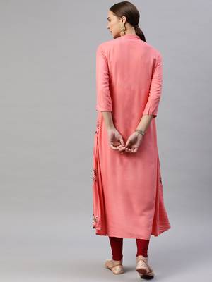 Red embroidered cotton ethnic-kurtis 4