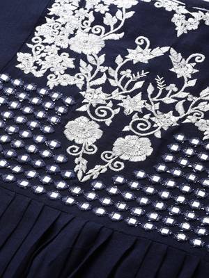 Navy-blue embroidered cotton ethnic-kurtis 5