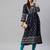 Navy-blue printed cotton ethnic-kurtis