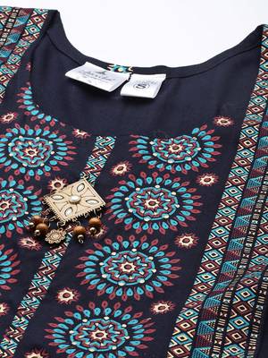 Navy-blue printed cotton ethnic-kurtis 5