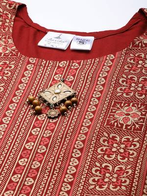 Maroon printed cotton ethnic-kurtis 5