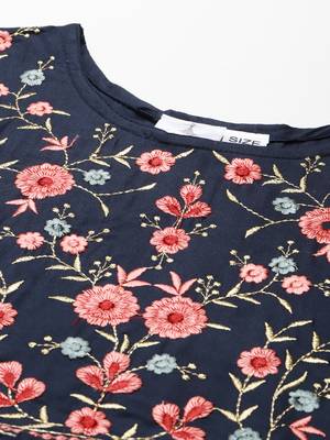 Navy-blue embroidered cotton ethnic-kurtis 5