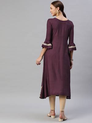 Purple embroidered cotton ethnic-kurtis 4