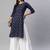 Navy-blue printed cotton ethnic-kurtis