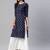 Navy-blue printed cotton ethnic-kurtis