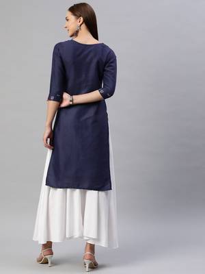 Navy-blue printed cotton ethnic-kurtis 4