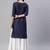 Navy-blue printed cotton ethnic-kurtis
