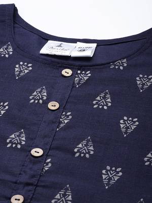 Navy-blue printed cotton ethnic-kurtis 5