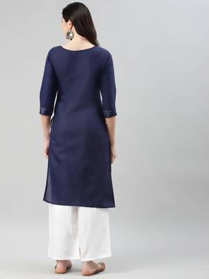 Navy-blue printed cotton ethnic-kurtis 4