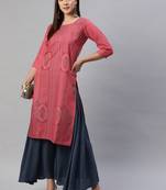 Red printed cotton ethnic-kurtis