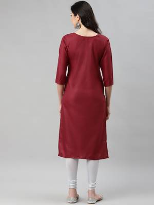 Maroon printed cotton ethnic-kurtis 4